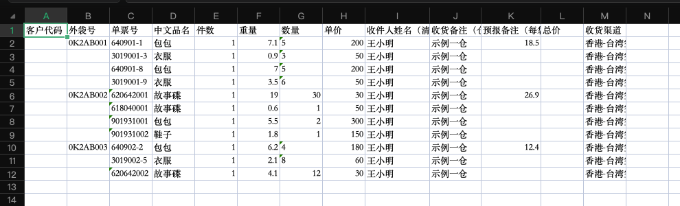 出货报关资料的样子