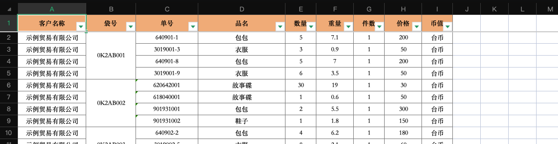 公司清关文件内容